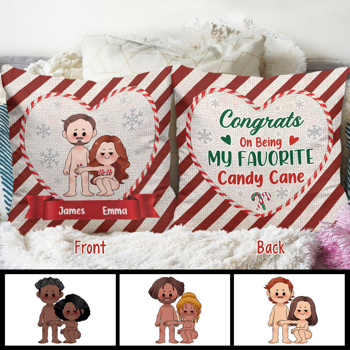 Congrats On Being My Favorite Candy Cane - gift for husband, wife, boyfriend, girlfriend - Personalized Throw Pillow