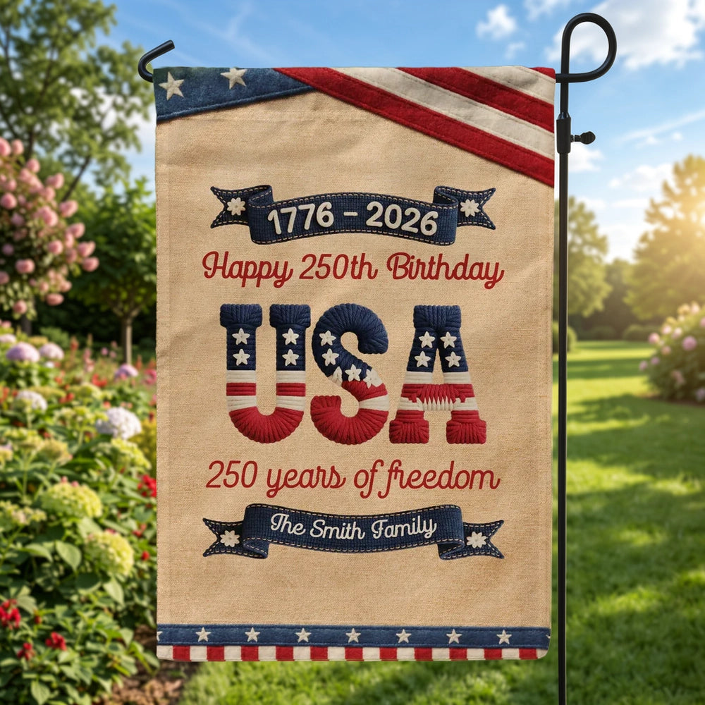 Personalized USA 250th Anniversary Garden Flag, Patriotic Yard Display, Unique Creative Gift for Family