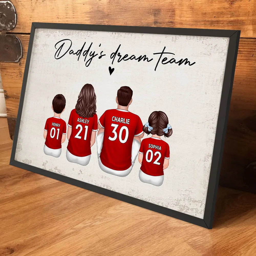 “Daddy’s Dream Team” Personalized Soccer Poster / Canvas – Red Jersey Father’s Day Edition
