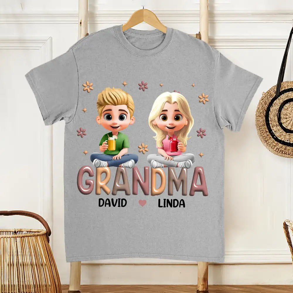 Personalized Family T-Shirt for Grandma with Children's Names
