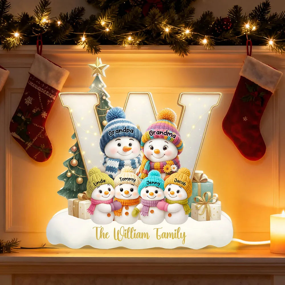 Snowman Family Acrylic Light Box – Heartwarming Holiday Decor, Perfect Gift for Grandparents & Family