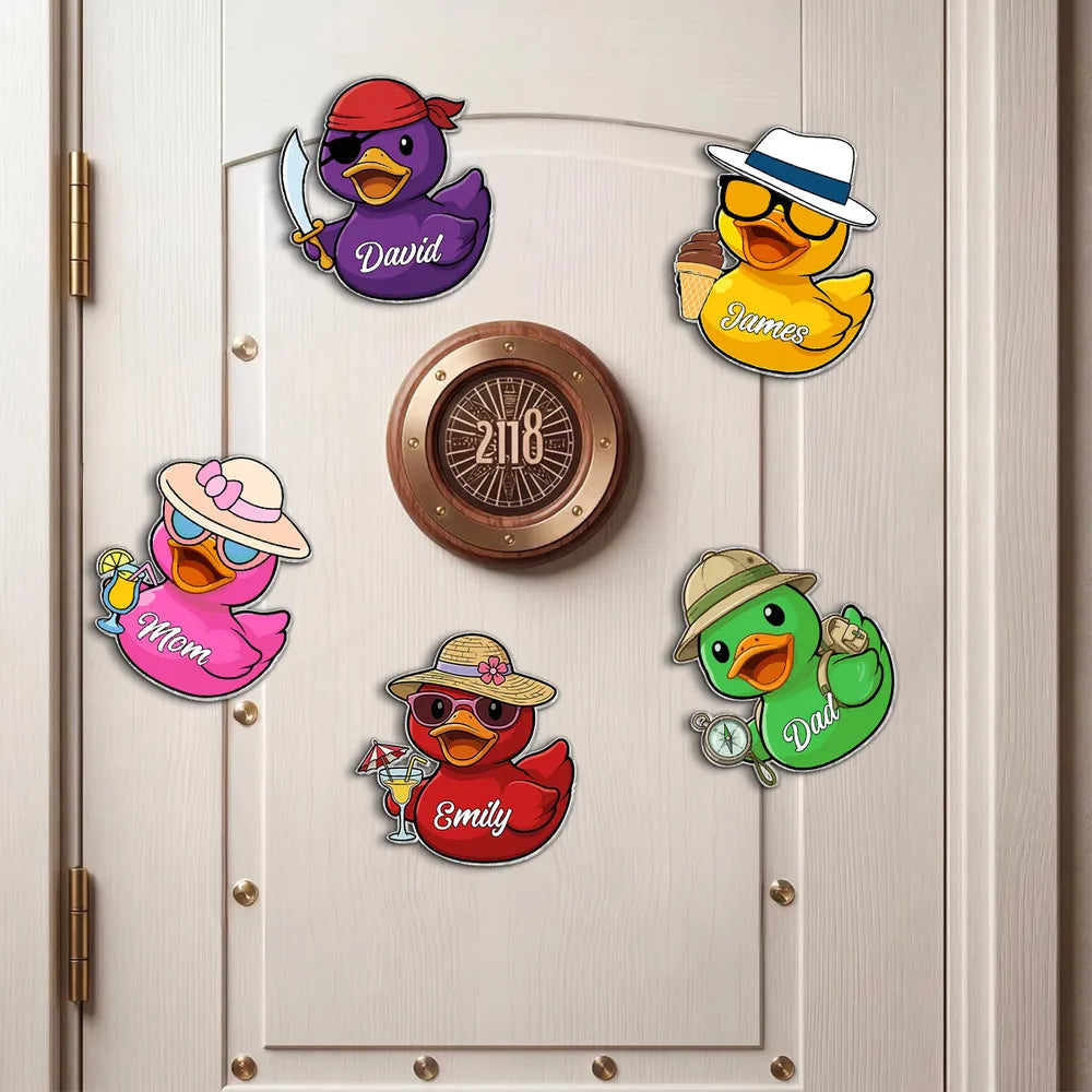 Cute Cruise Duck Door Magnet With Custom Name Bright Cabin Door Decor Funny Vacation Keepsake Gift for Family