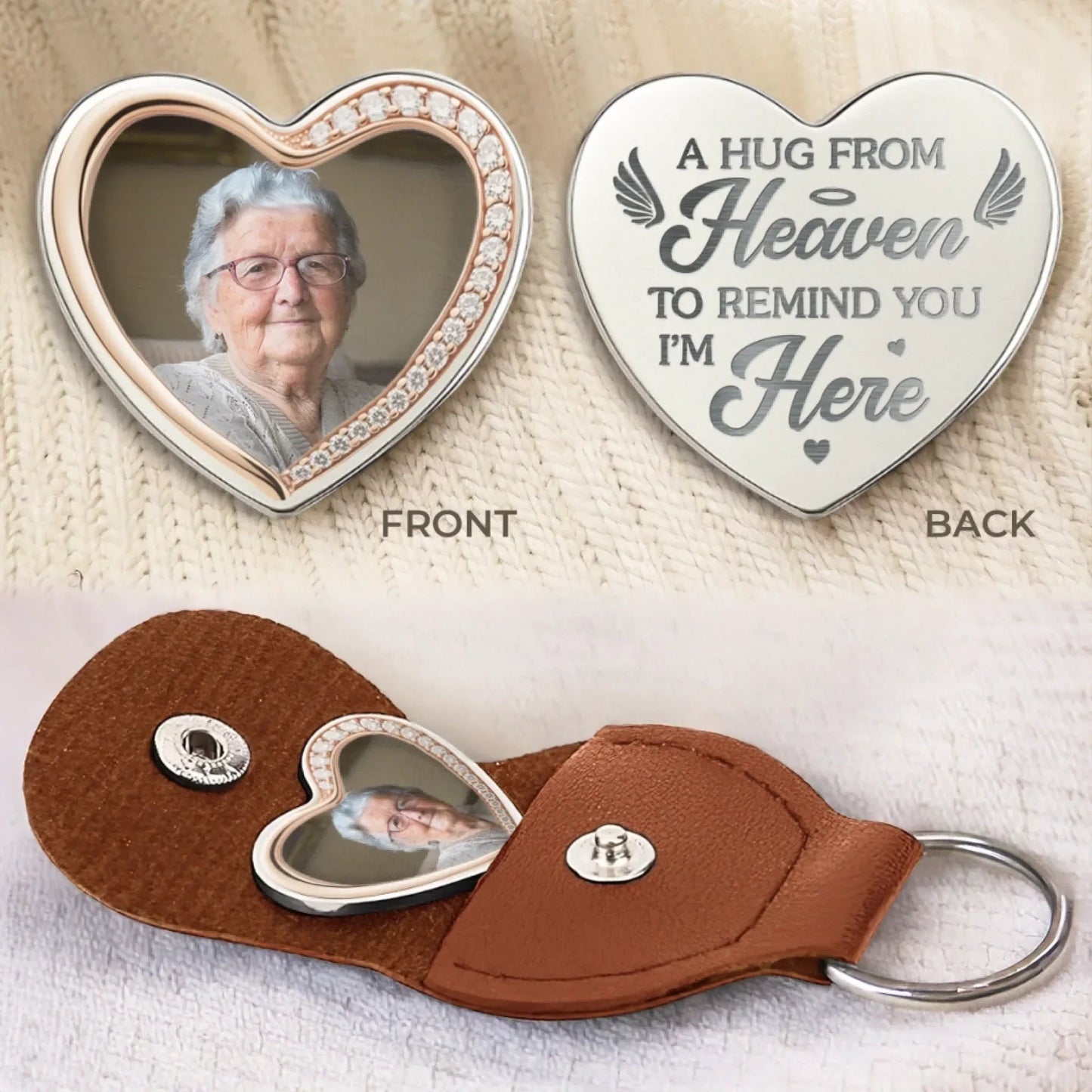 Personalized Pocket Hug Keychain with Heart Design, Sentimental Gift