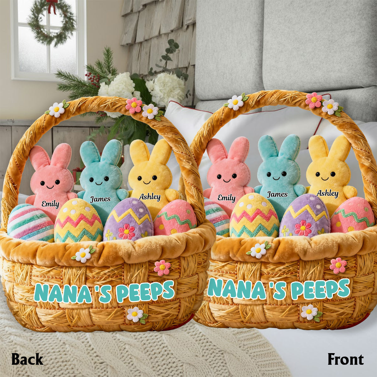 Grandma's Peep Gift For Mom, Grandma - Personalized Grandma Faux Fur Shaped Pillow