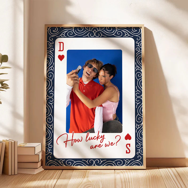 Personalized King And Queen How Lucky We Are Poster Photo Upload Couple Wall Decor Unique Valentine's Day Gift