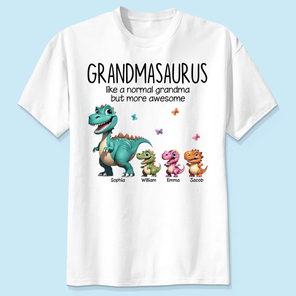 Personalized Classic Tee - Fun Dinosaur Family Design, Ideal Grandmother’s Day Gift for Grandma, Grandkids & Couples