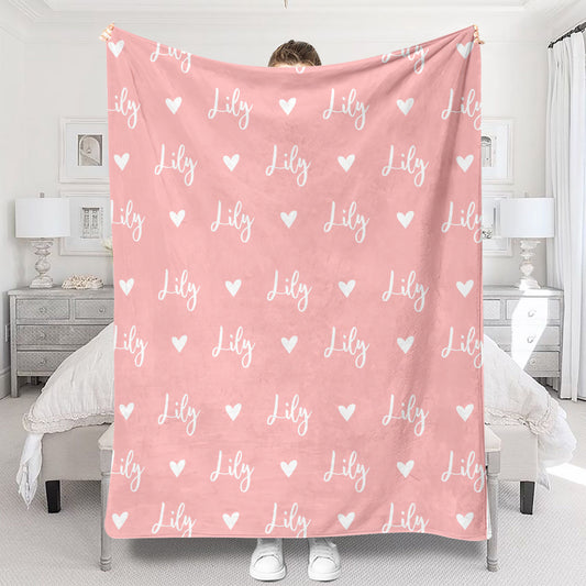 Custom Name Heart Pattern - Personalized Mother Blanket