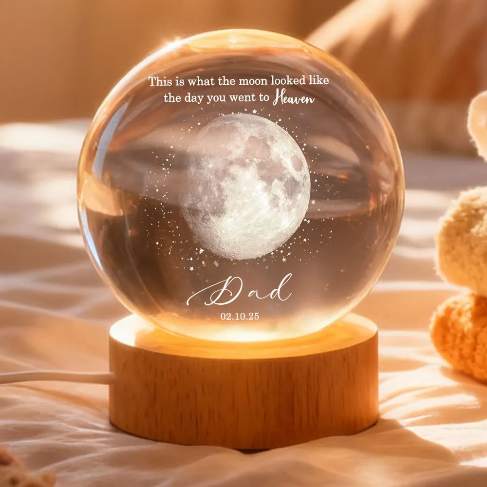Personalized 3-Color K5 Globe Lamp Moon Phase Memorial Night Light, A Unique Sympathy Gift For Dad