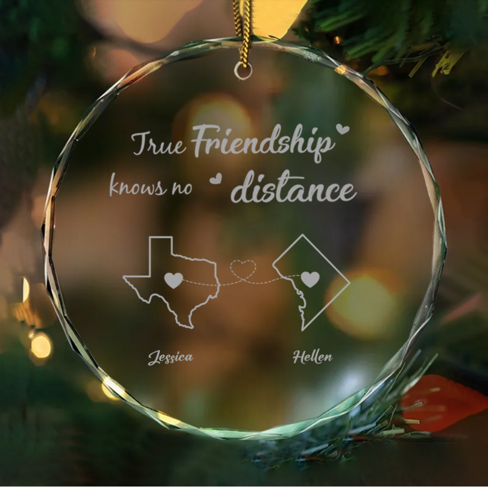 Personalized Friendship Ornament or Cup or Poster or Plaque or Keychain - True Friendship Knows No Distance-Distance Friends