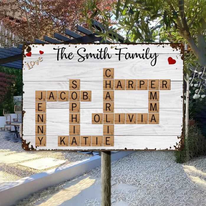Personalized Family Crossword Poster, Plaque, or Ornament – Custom Family Names Gift for Home Décor and Special Occasions