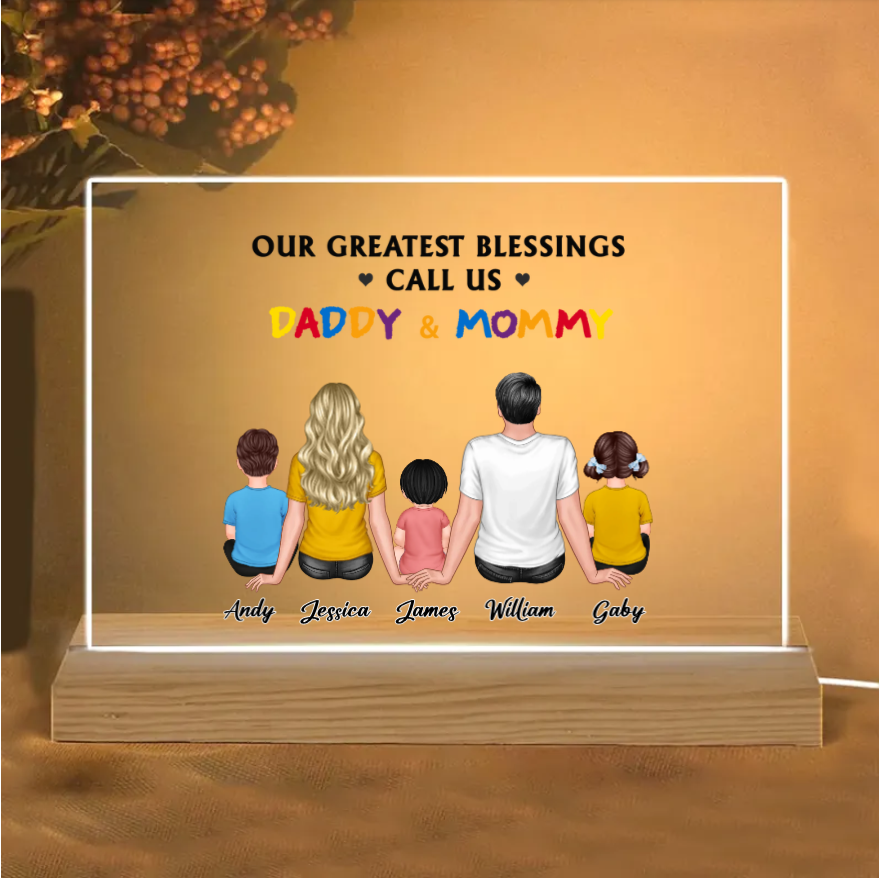 Personalized Family Poster, Ornament, Plaque, Keychain, and Sign - "Our Greatest Blessings Call Us Daddy & Mommy"