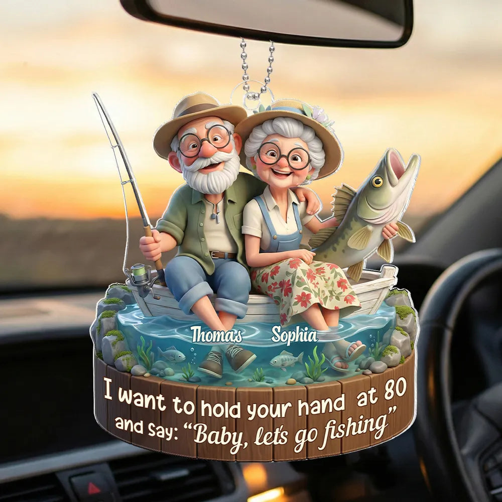 Acrylic Ornament Personalized Sweet Fishing Date Scene Heartwarming Holiday Decor Unique Creative Gift for Couples