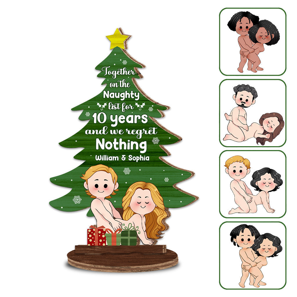 Together On The Naughty List For Years - gift for wife, boyfriend, husband, girlfriend - Personalized Freestanding Wood Plaque