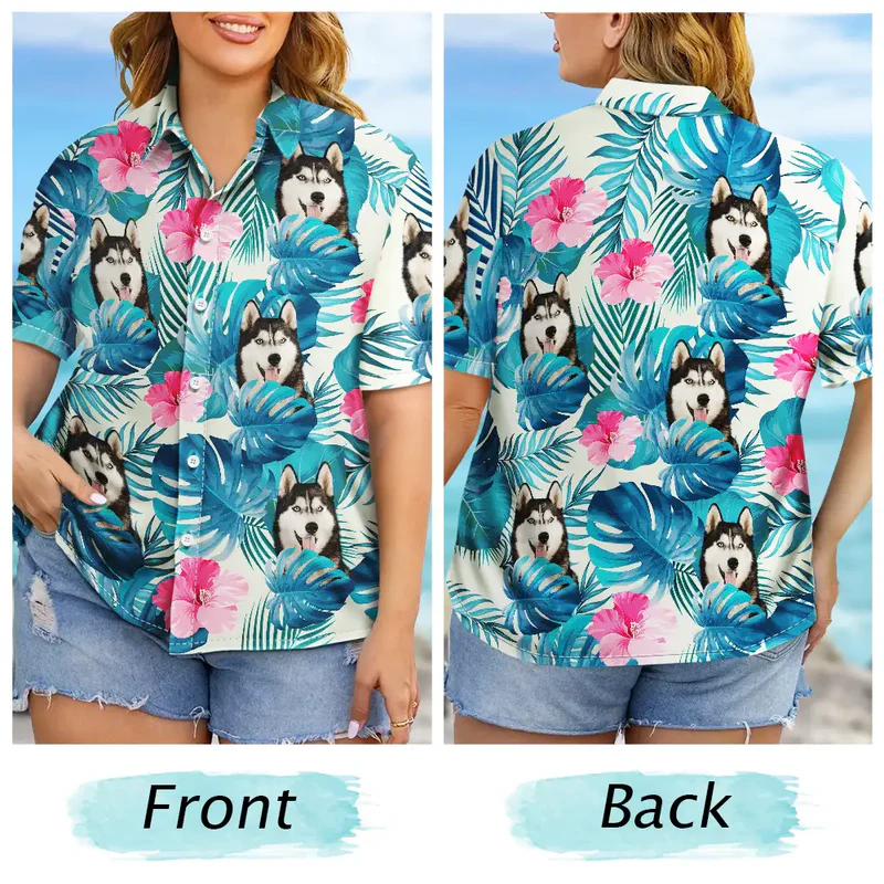Custom Pet Photo Hawaiian Shirt with Vibrant Tropical Vibe for Vacation Style, A Creative Gift They'll Actually Wear