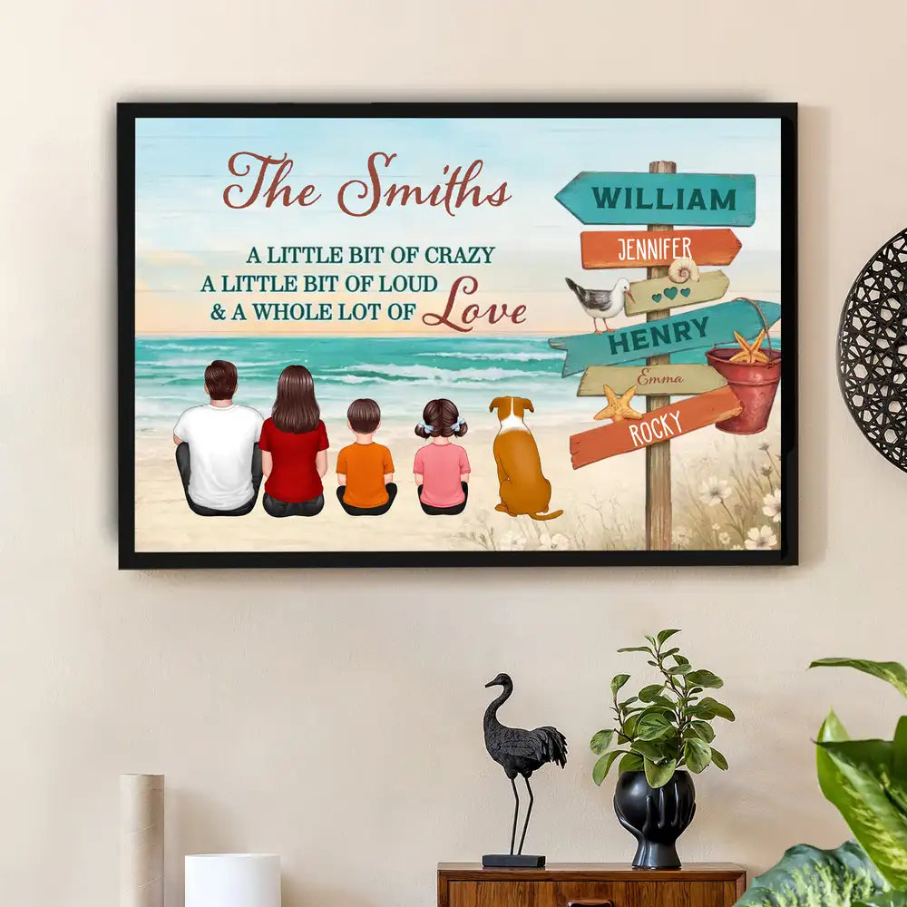 Beach Family Poster – A Little Bit of Crazy, A Little Bit of Loud, A Whole Lot of Love | Personalized Custom Sign