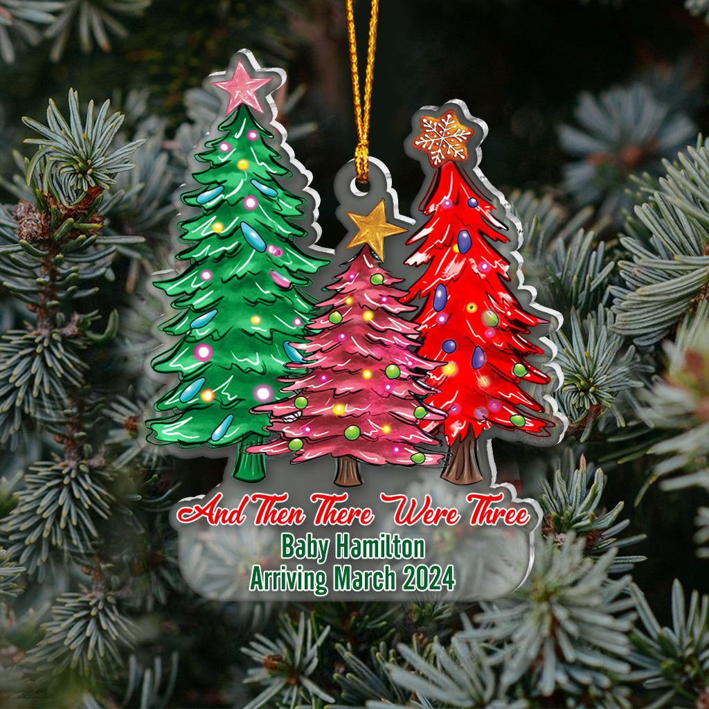 And Then There Were Three - Personalized Pregnancy Transparent Ornament