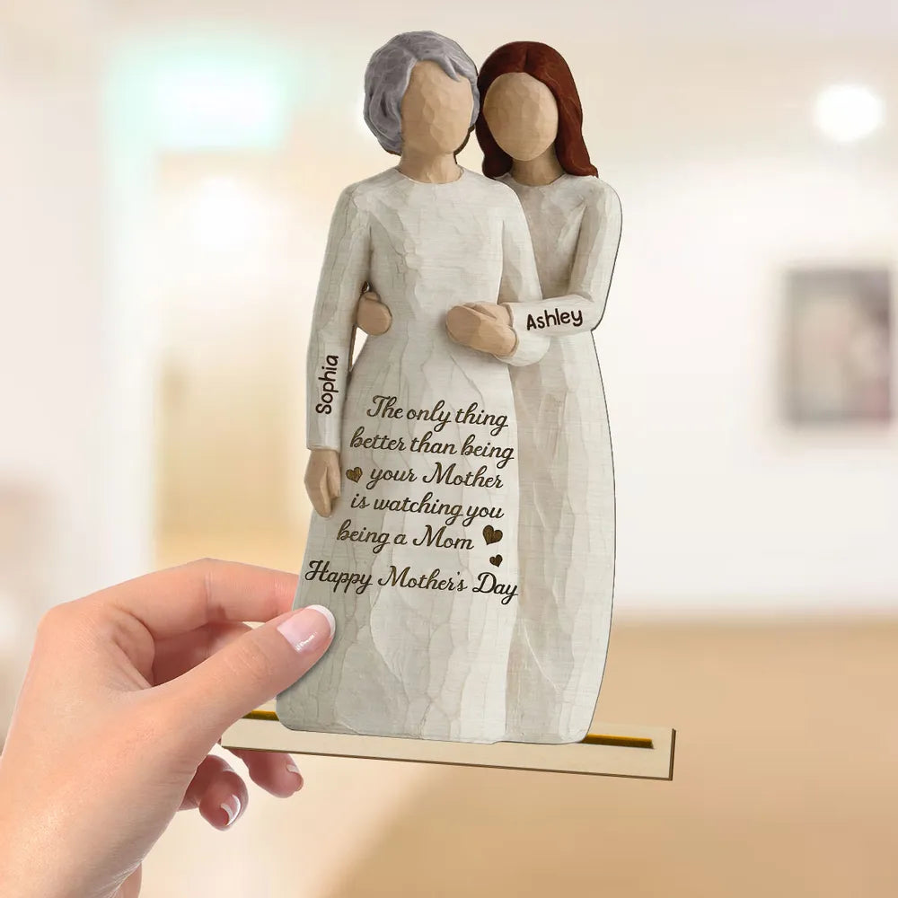 Custom 2-Layer Wooden Plaque with Sweet Motherhood Message - Meaningful New Mom Gift for Nursery or Living Room
