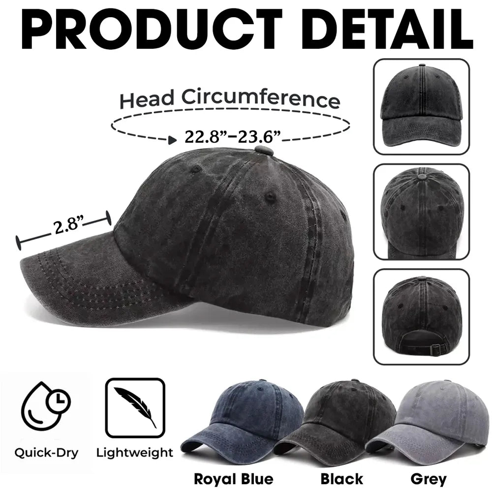 Washed Denim Baseball Cap with Personalized Vintage Legend Message, Everyday Casual Hat for Husband or Grandpa, Thoughtful Gift