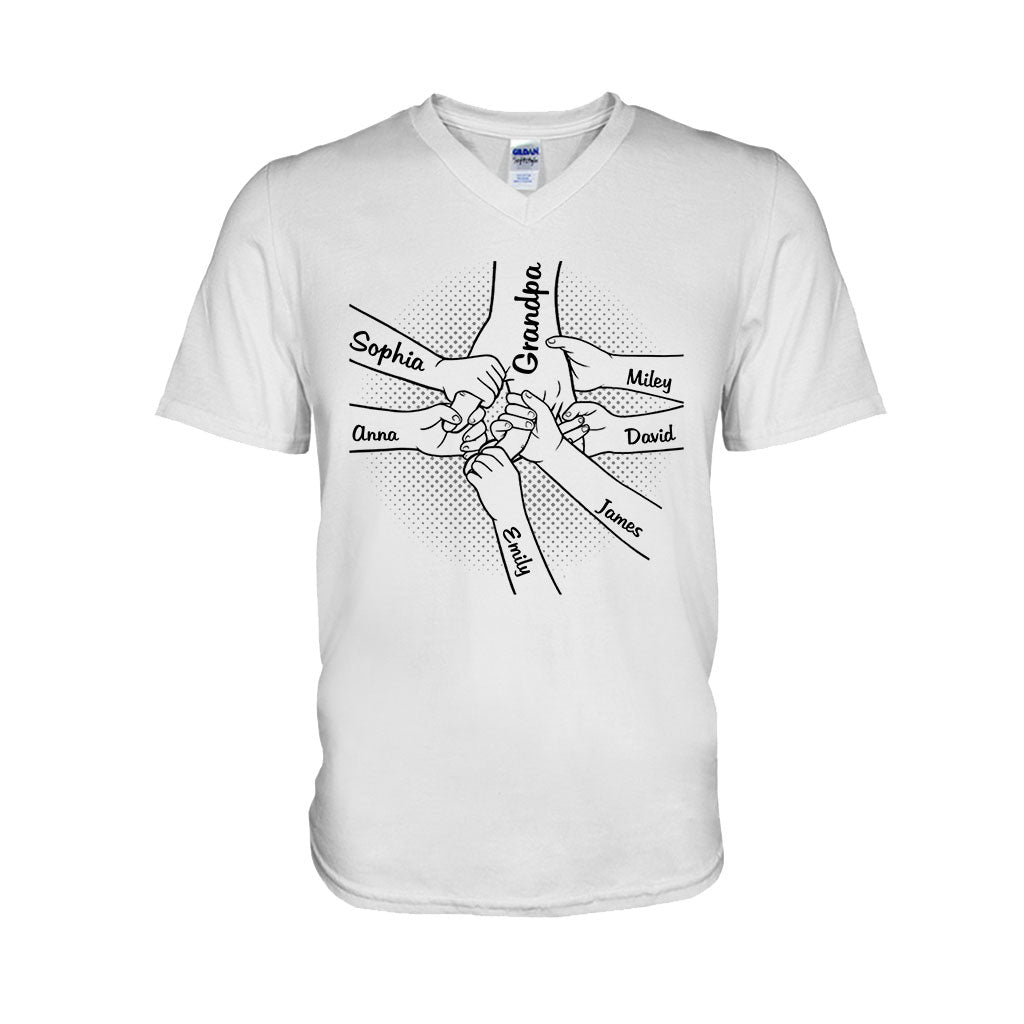 Hand In Hand - Personalized Grandpa T-shirt And Hoodie