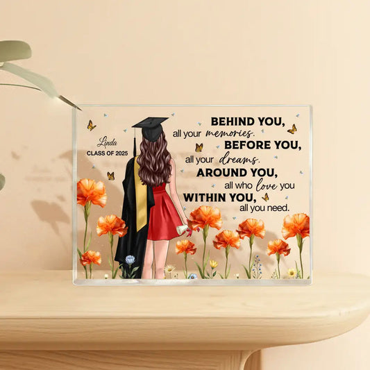 Floral Acrylic Graduation Keepsake for Class of 2025, Inspirational Gift for Her or Him