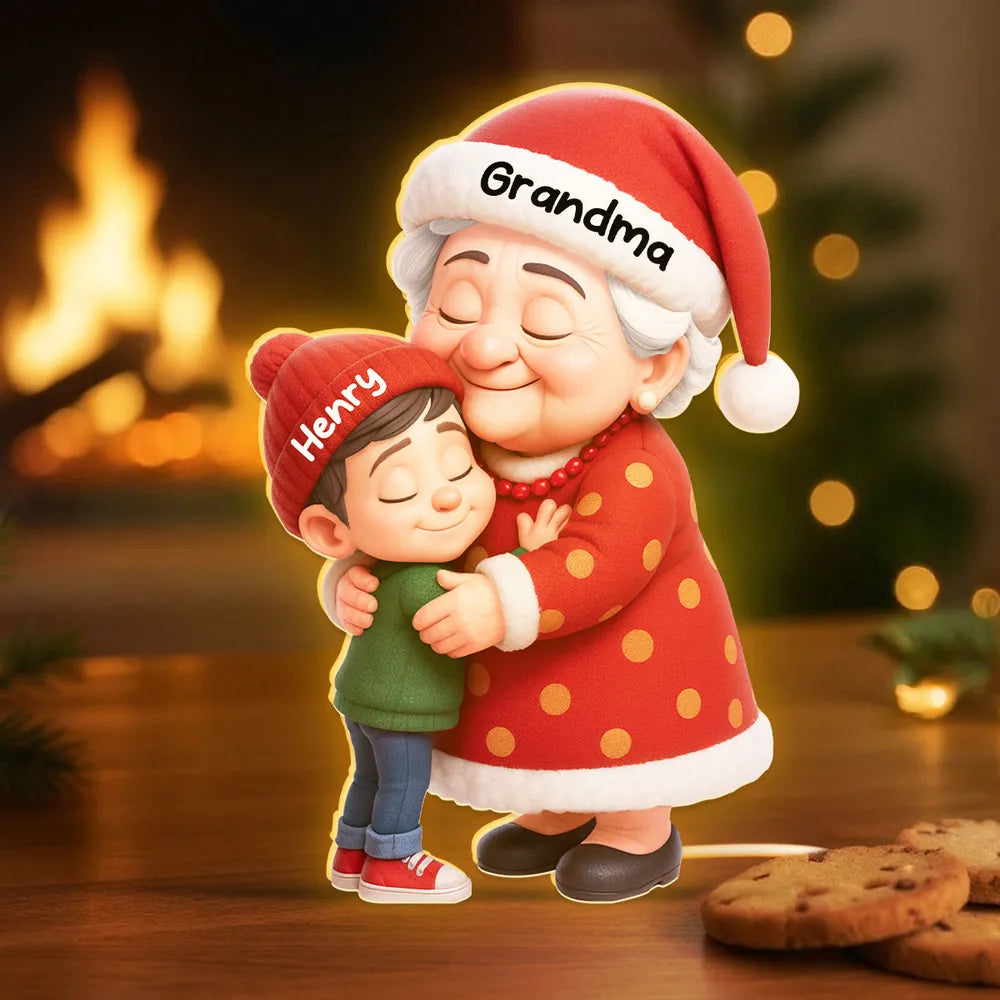 Grandma and Grandkid Hug Acrylic Light Box – A Heartwarming Christmas Gift of Love and Togetherness