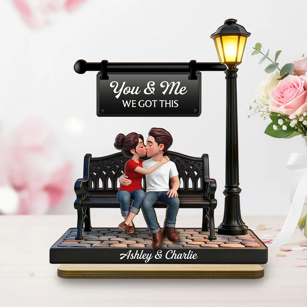 You & Me We Got This Personalized 2-Layer Wooden Plaque Sweet Couple Bench Kiss Keepsake A Heartwarming Gift for Couples