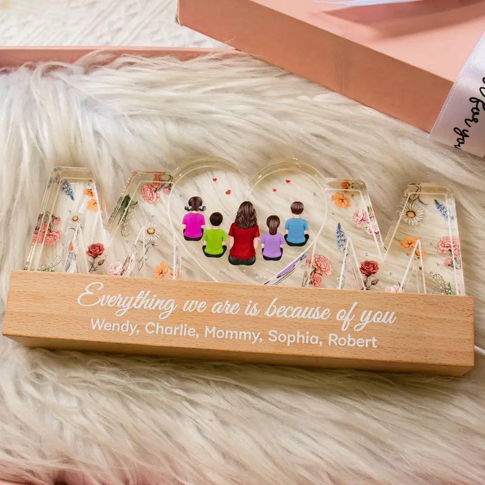 Heartlight Memories: Custom Family Glow, Custom Birth Month Flower Led Night Light