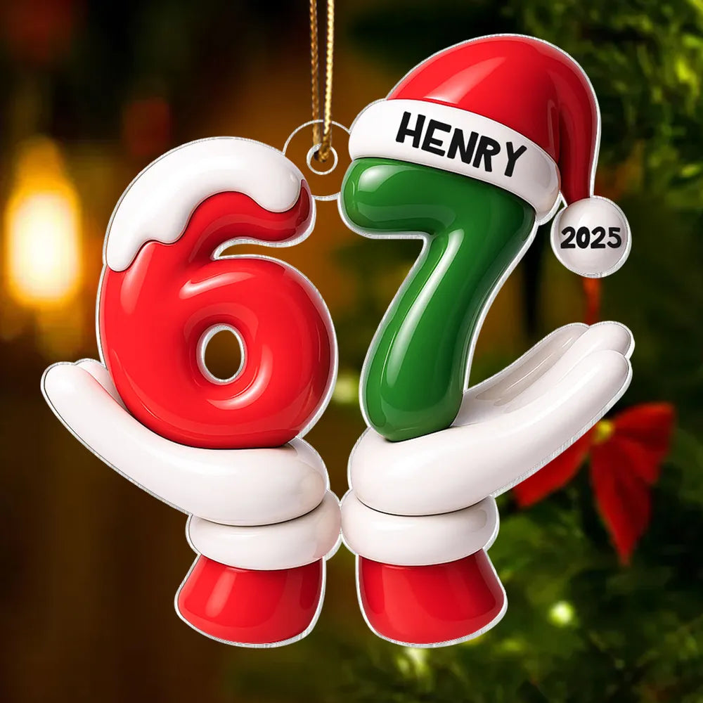 Personalized 67 Christmas Ornament with Name and Year – Fun Personalized Gift for Kids and Families
