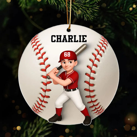 Baseball Softball Girl Boy 3D Effect - Personalized Acrylic Ornament