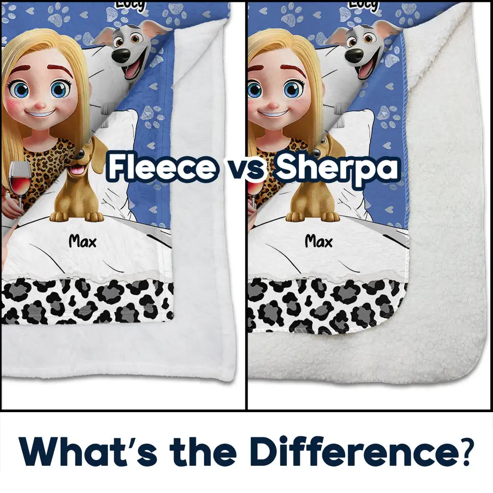 Fleece Blanket with Cute Dog Cartoon & Paw-Print Pattern, Cozy Cuddling Throw for Sofa or Bed, Unique Gift for Dog Lovers