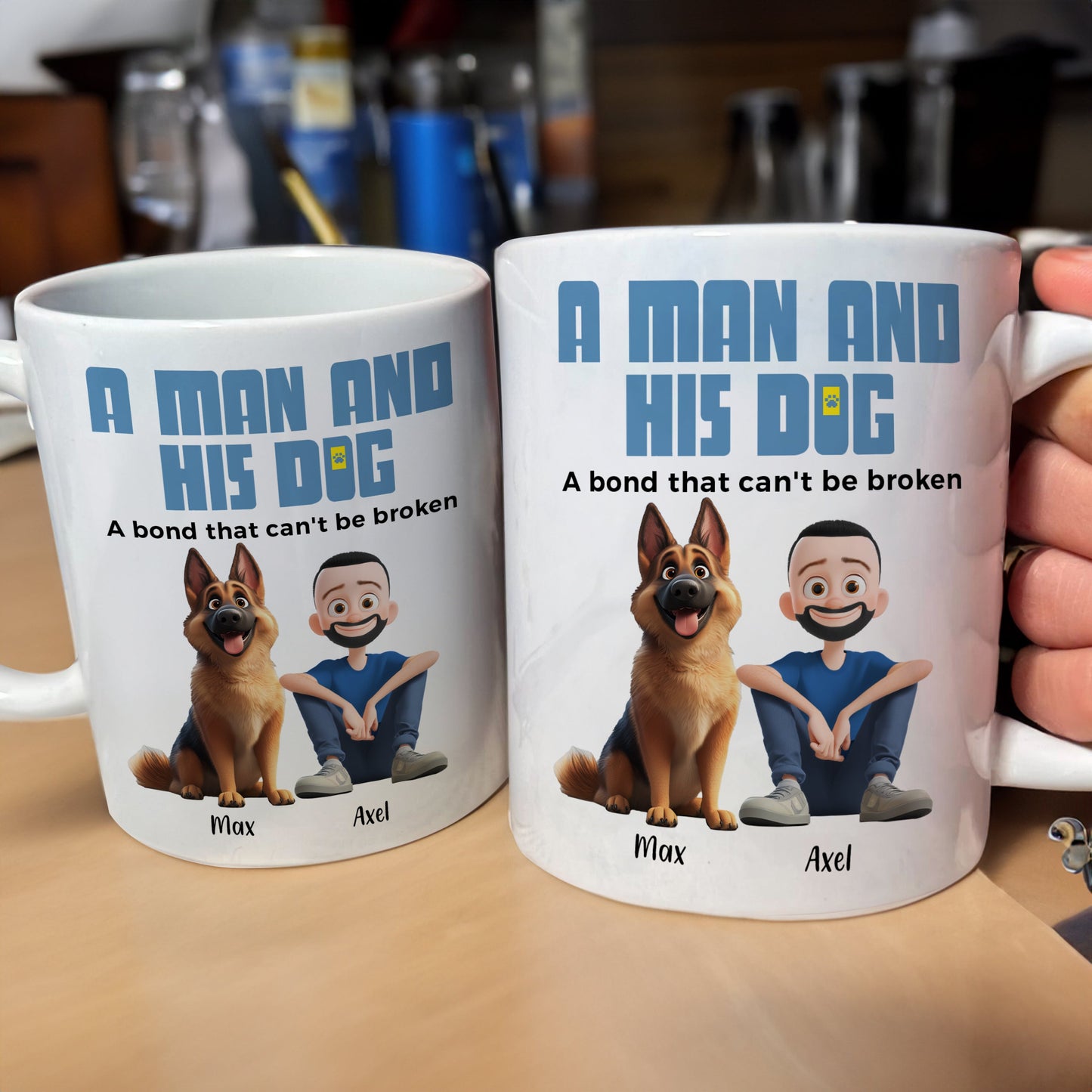 Heartwarming Pet-Themed Mug – Personalized 'A Man and His Dogs' Design, Ideal Gift for Dog Owners