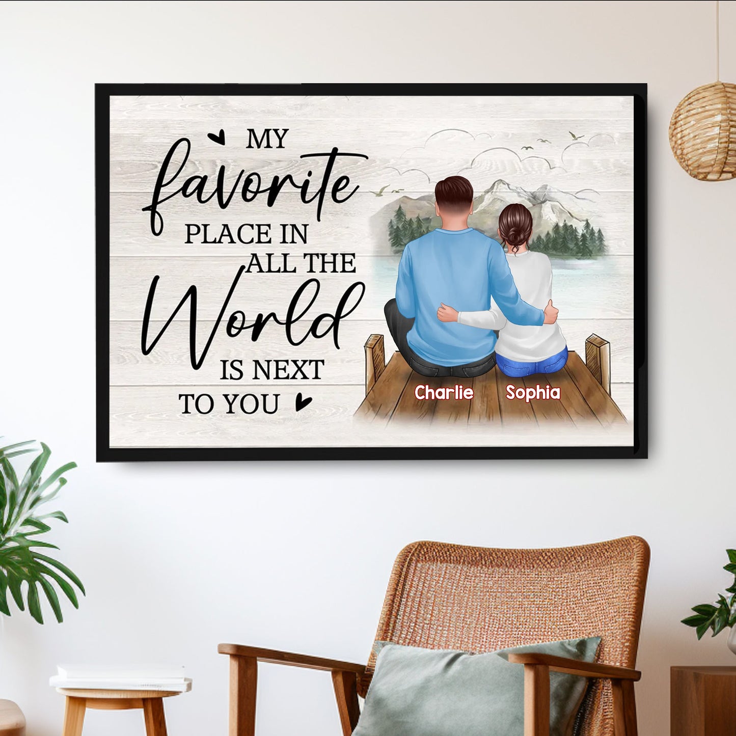 Personalized Poster/Canvas - My Favorite Place In All The World Is Next To You - Romantic Valentine's Day Gift for Couples