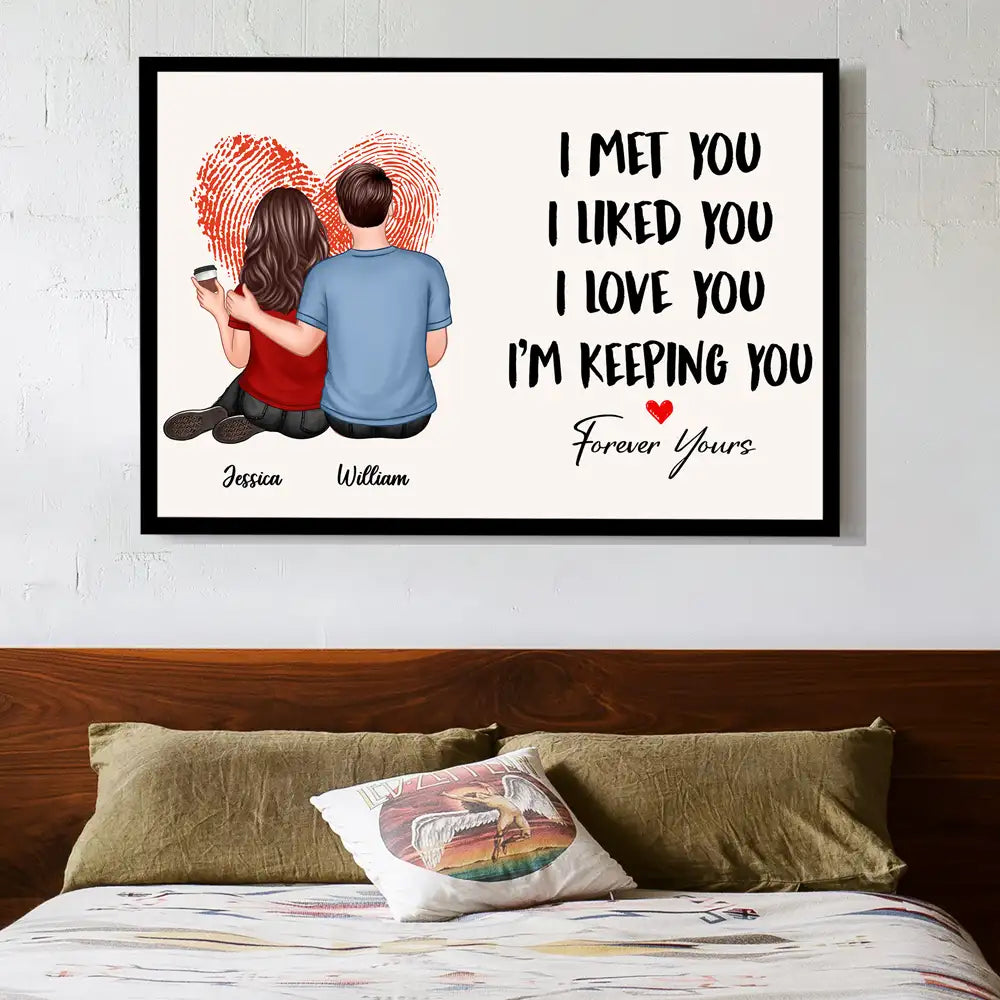 I Met You, I Liked You, I Love You, I’m Keeping You – Finger-Print Heart Custom Poster