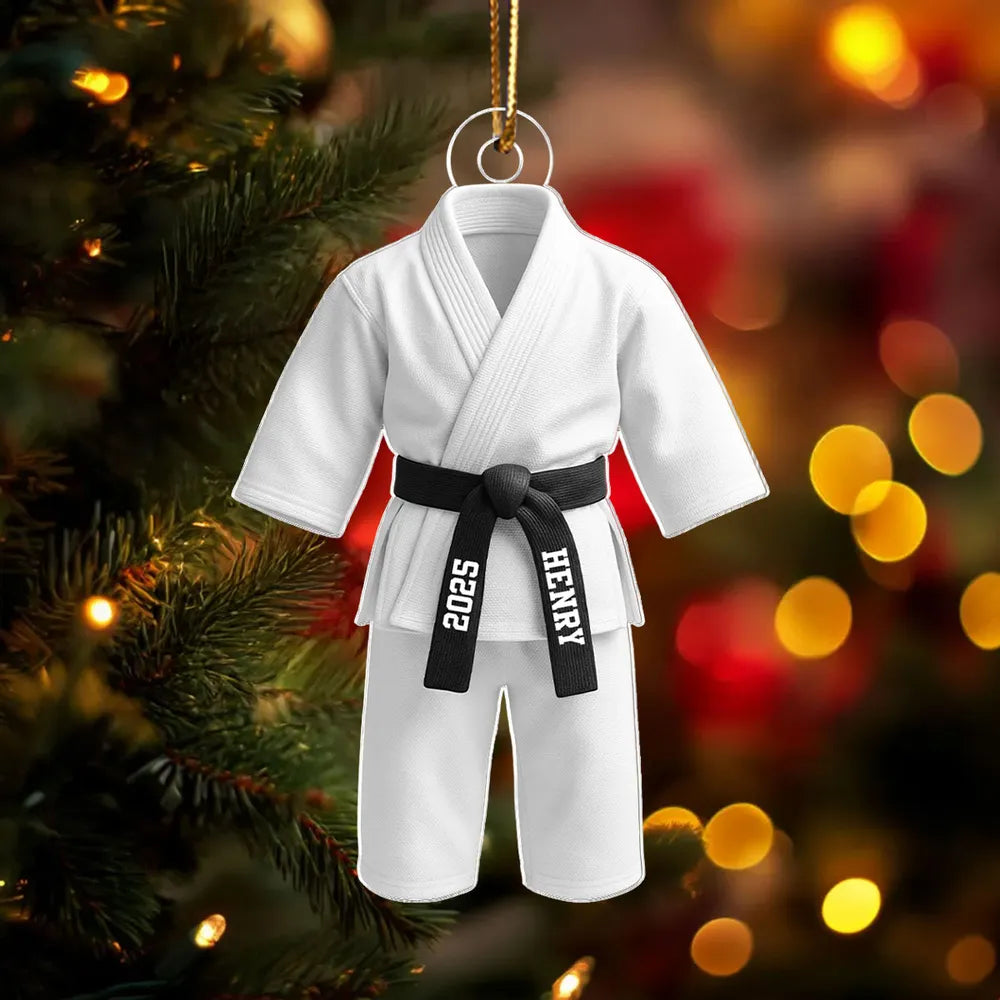 Personalized Martial Arts Uniform Acrylic Ornament, Unique Gift for Kids or Grandkids, Cute Dojo Keepsake for Home Decor
