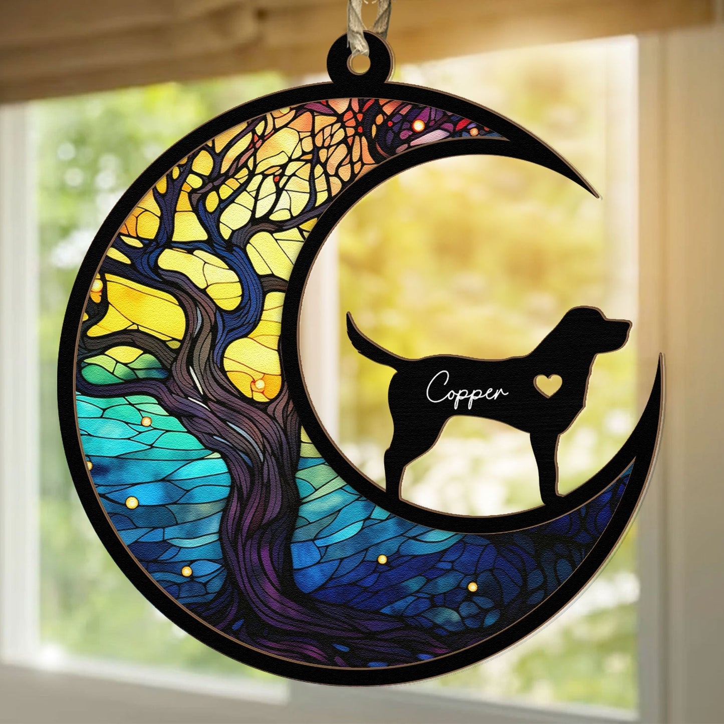 Custom Pet Ornament – Layered Wood & Acrylic Tribute for Dog Lovers