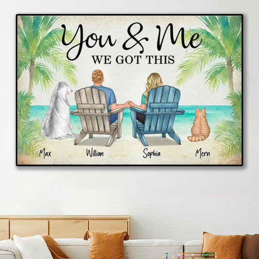 Personalized You, Me, and the Dogs Poster, Canvas, Plaque, and Keychain - Perfect Anniversary Gift for Pet Lovers