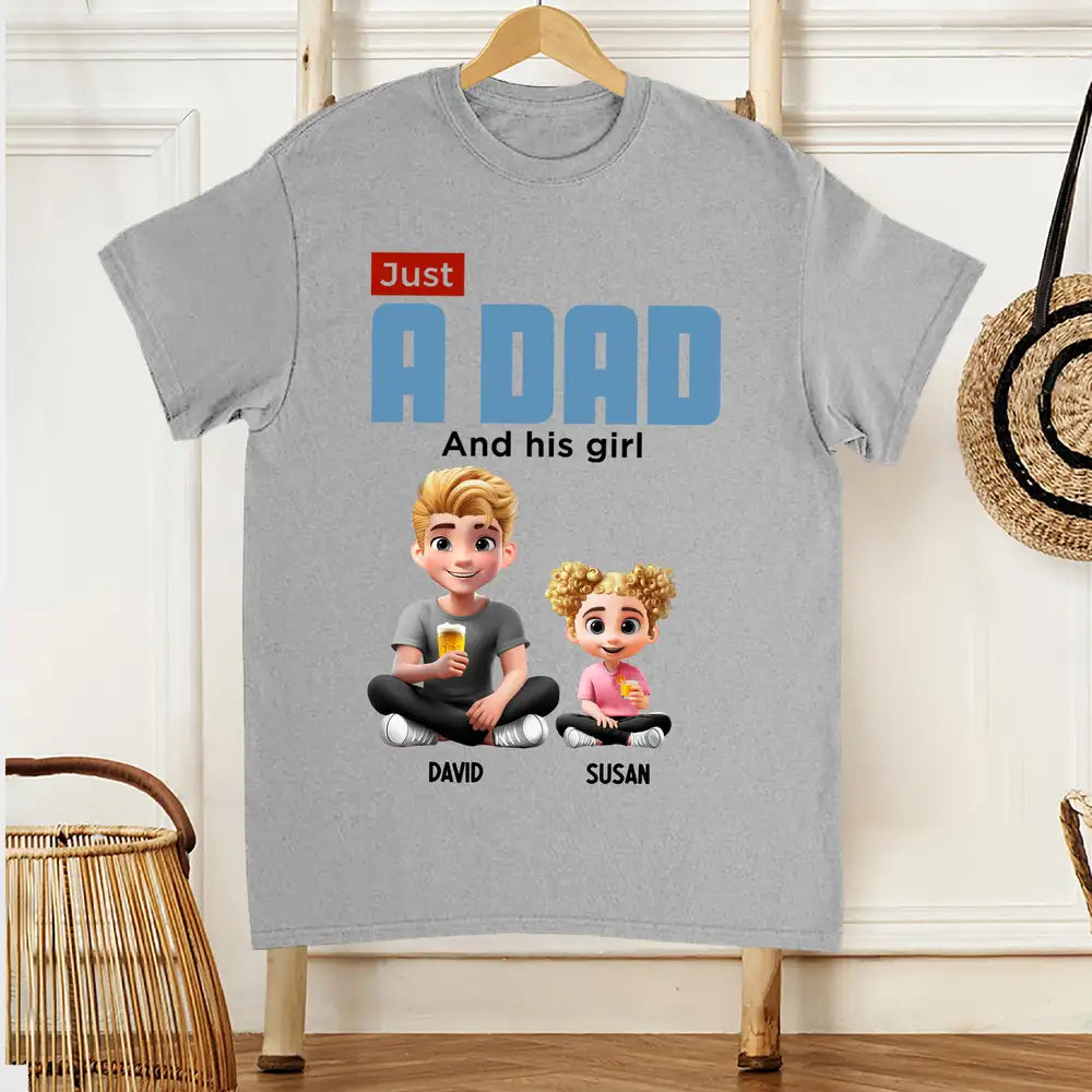 Custom Dad and Girl Tee with Kids' Names - Personalized Gift