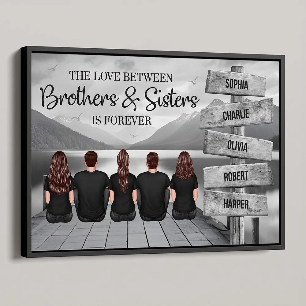 Brothers & Sisters Forever Linked Together Sign Posts Personalized Poster or Keychain or Plaque or Ornament, Home Decoration, Gift For Siblings