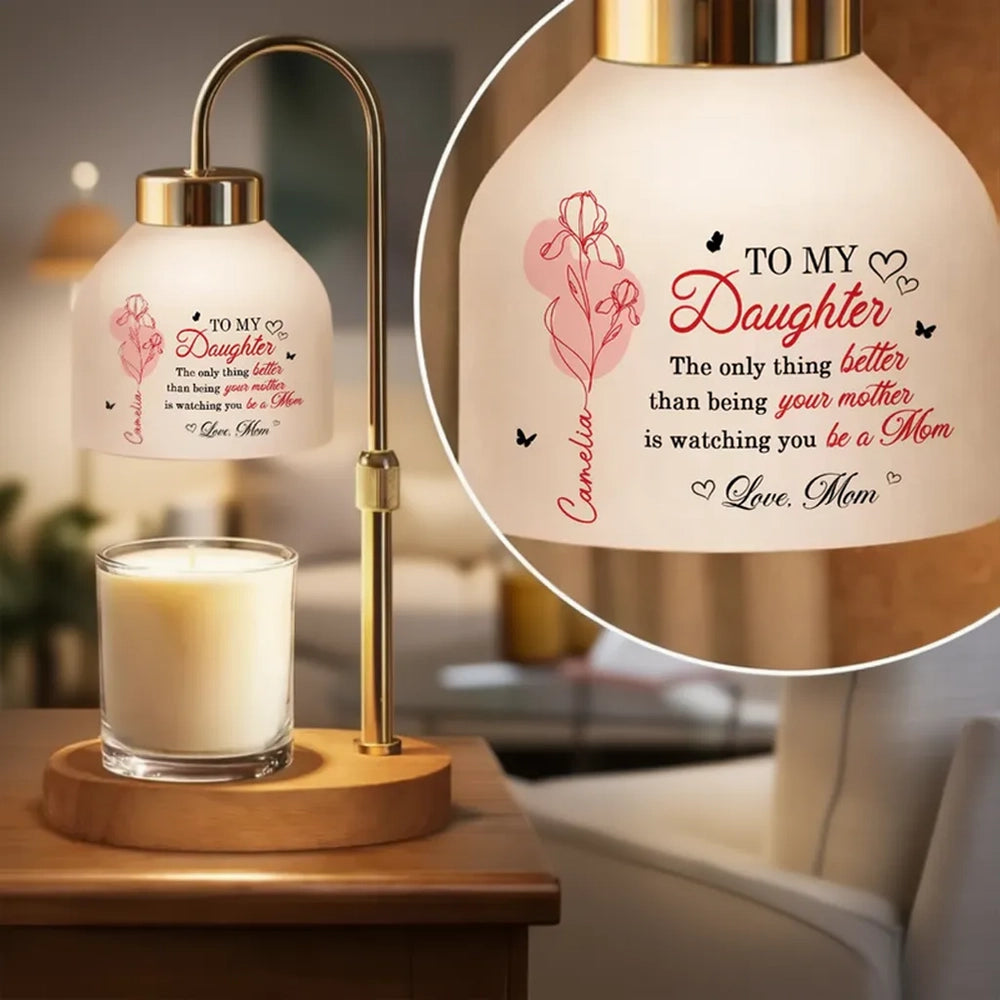 Candle Warmer Lamp Personalized for Daughter, Heartwarming New Mom Message, Sweet Bedroom Nightstand Gift