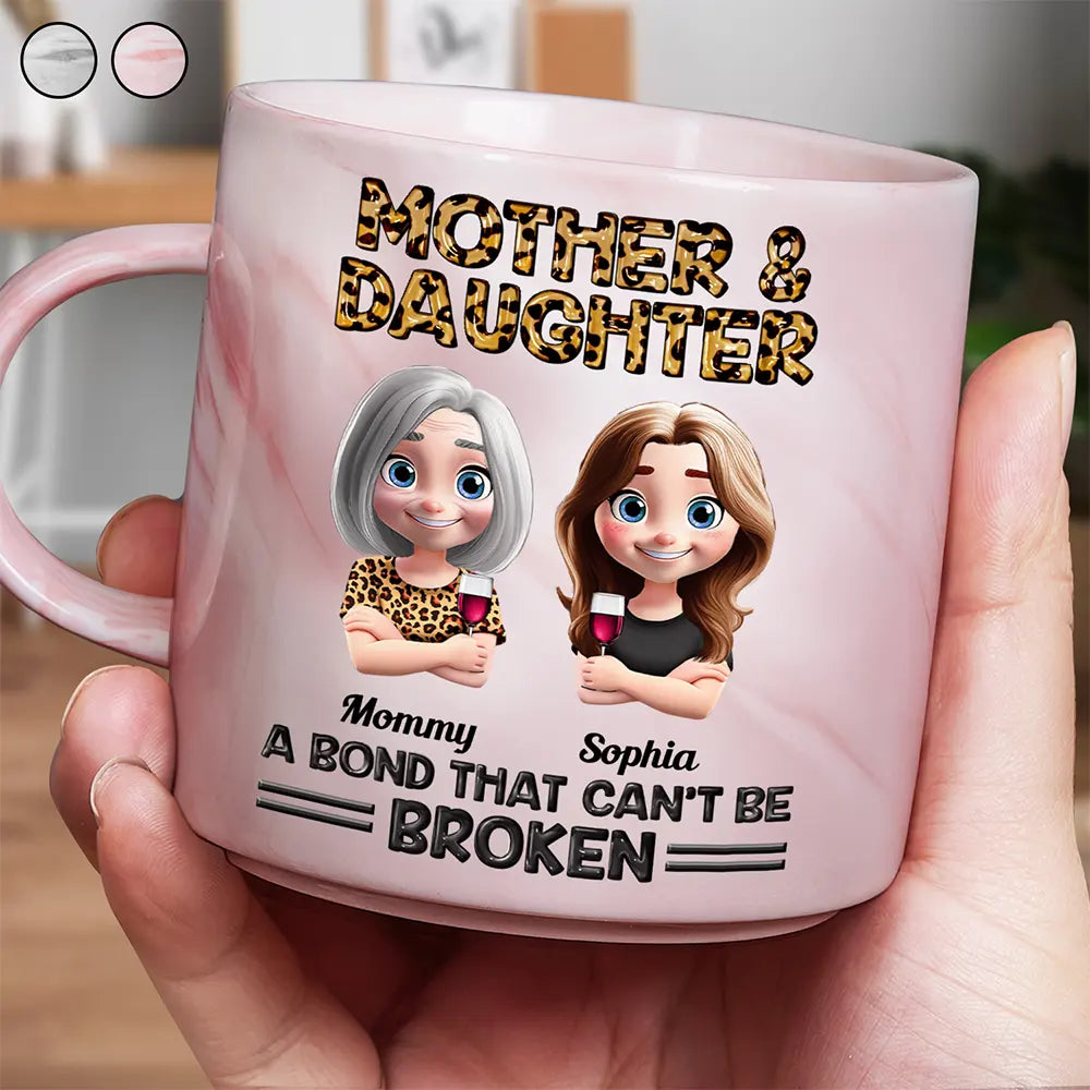 Personalized Mother & Daughter Marble Mug – Toasting Together, Heartwarming Gift for Mother or Daughter