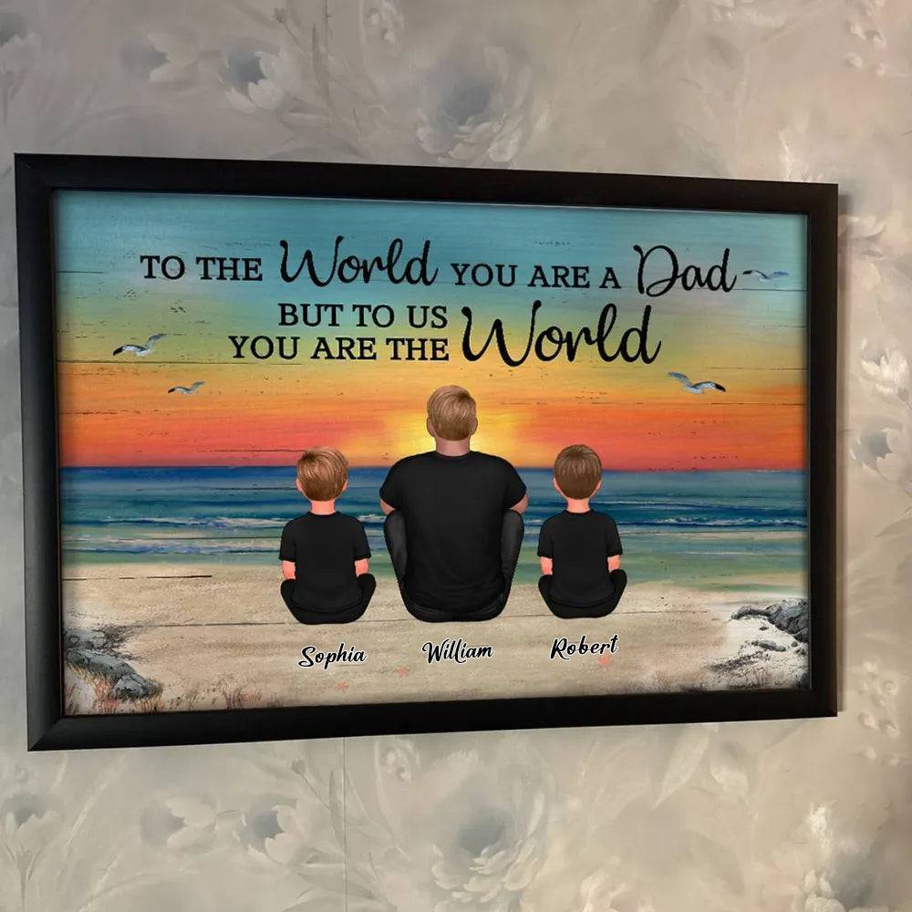 Dad And Sons Daughters Retro Vintage Beach Personalized Poster, Heartfelt Father's Day Gift For Dad, For Husband