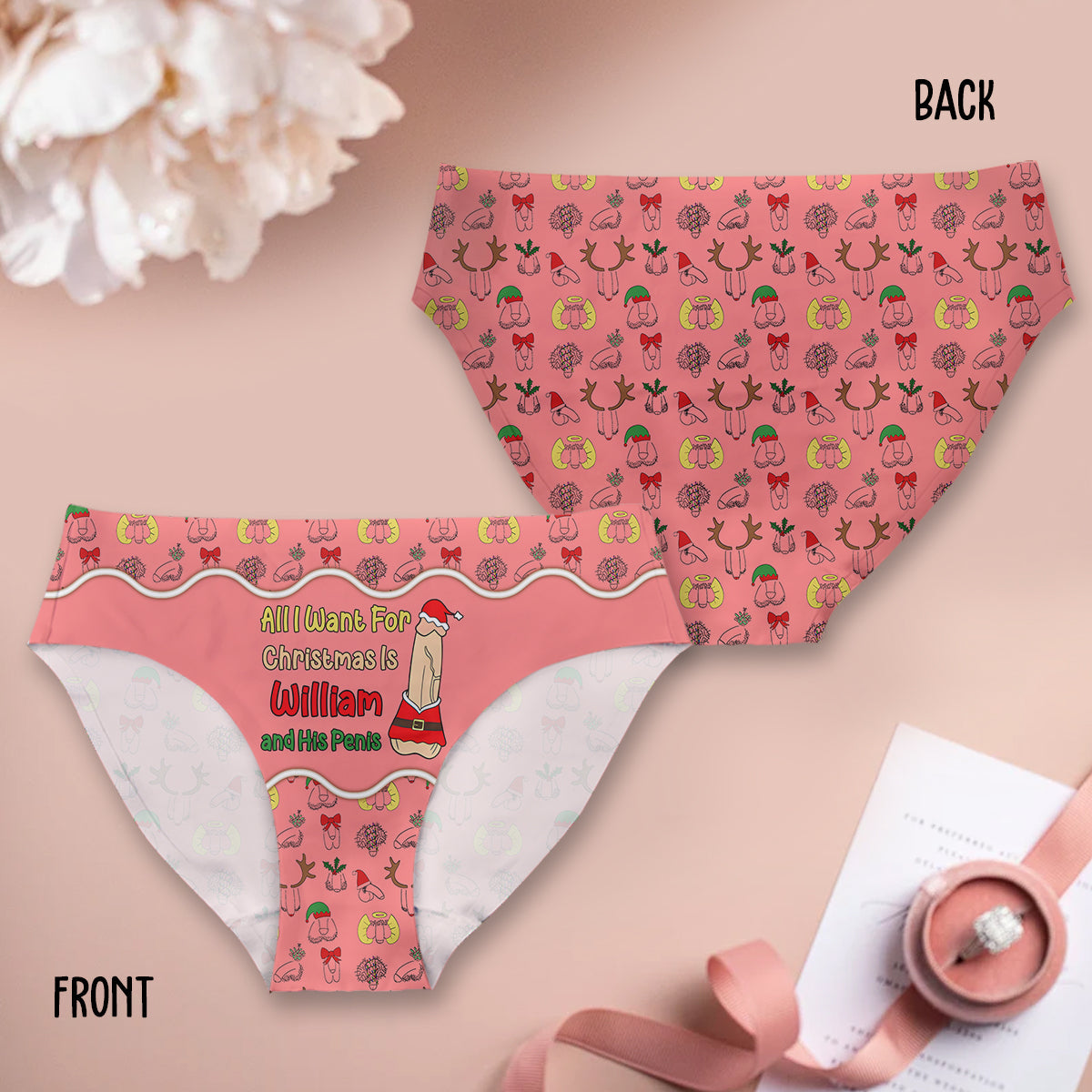 All I Want For Christmas - Personalized Couple Women Briefs