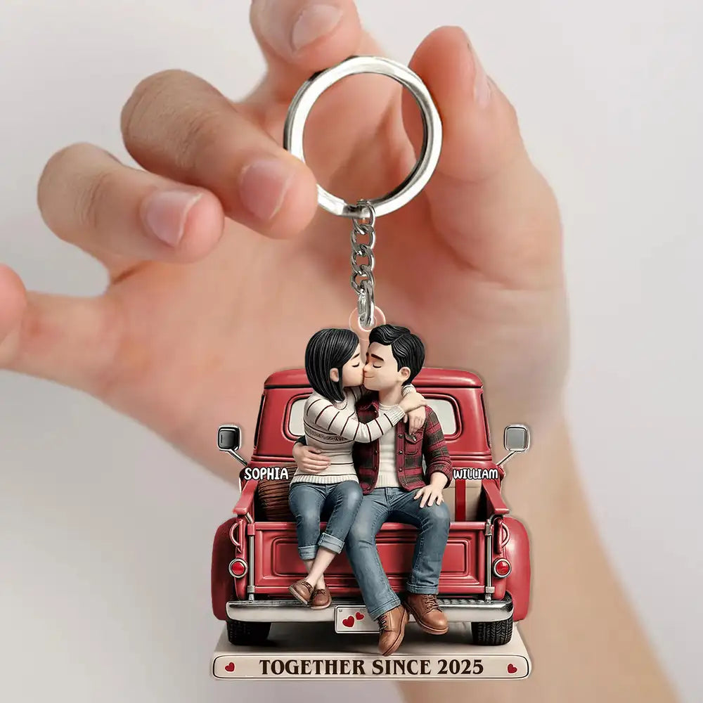 Love and Romance Acrylic Keychain - Personalized Couple Gift - Custom 'Together Since' Keychain for Couples
