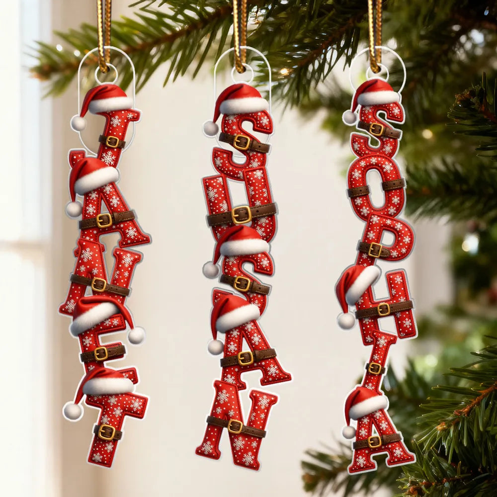 Personalized Acrylic Ornament with Santa Alphabet Letters, Custom Christmas Tree Decor, Unique Holiday Gift for Kids & Families