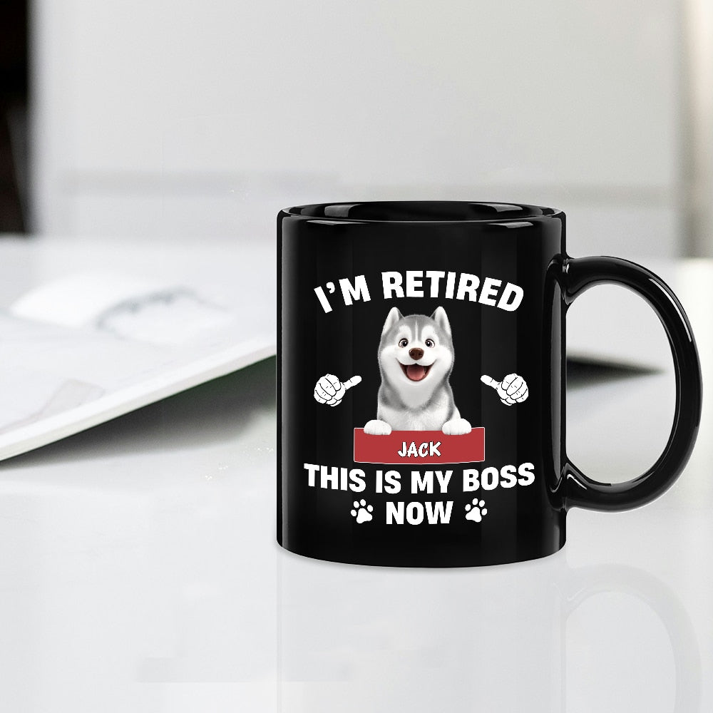 Personalized Classic Tee - Funny Retirement Dog Shirt - "I'm Retired, This Is My Boss Now" - Custom Pet Name Gift