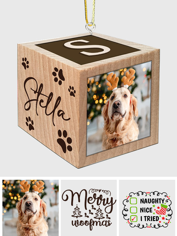 Merry Woofmas Meowy Christmas Block Ornament - Gift for dog lovers, cat lover - Personalized Block Ornament