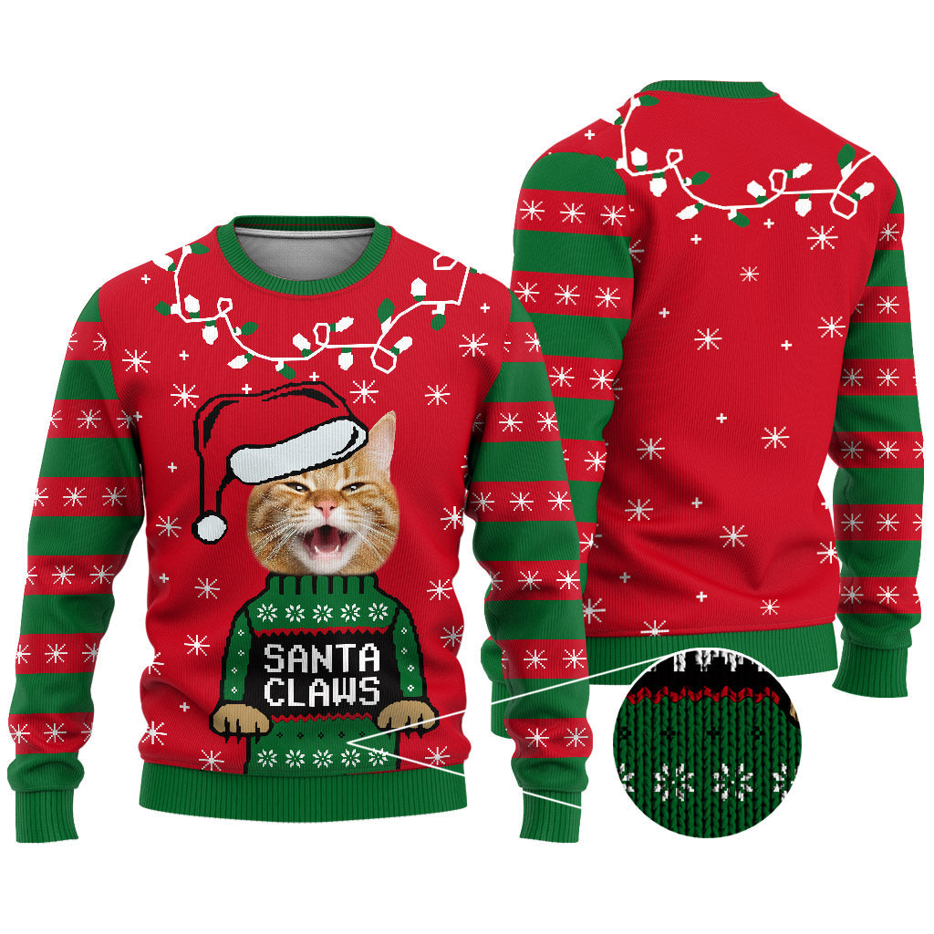 Santa Claws Christmas - Personalized Cat Ugly Sweater