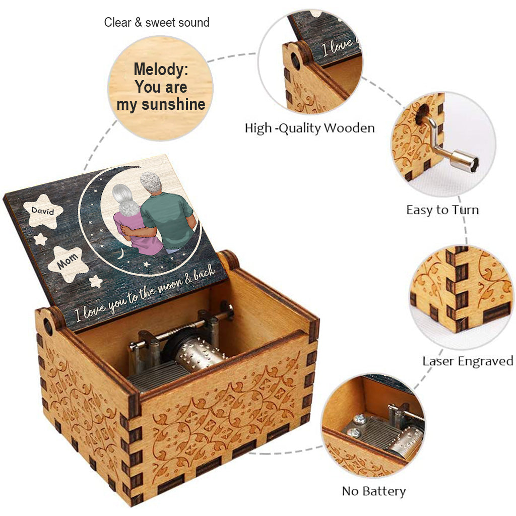 I Love You - Gift for mom, daughter, son, granddaughter, grandson, grandma - Personalized Hand Crank Music Box