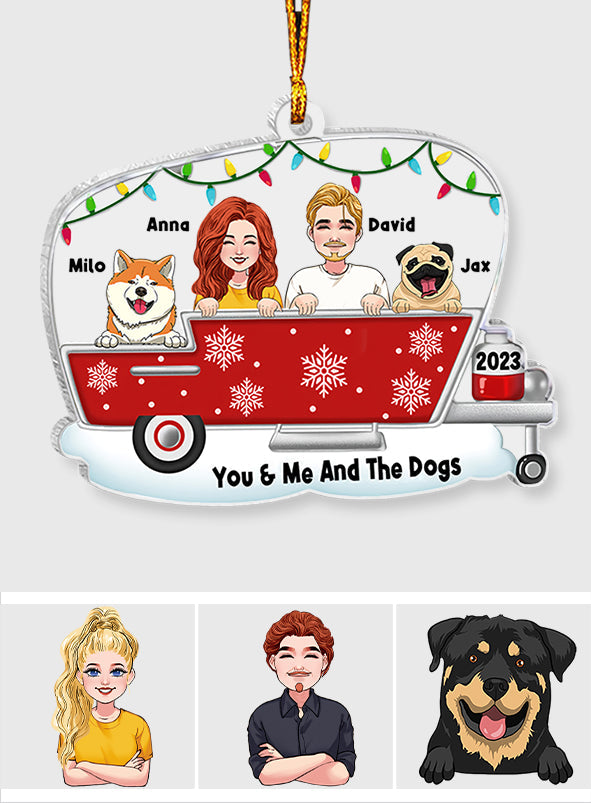 You & Me And The Dogs - Personalized Camping Transparent Ornament