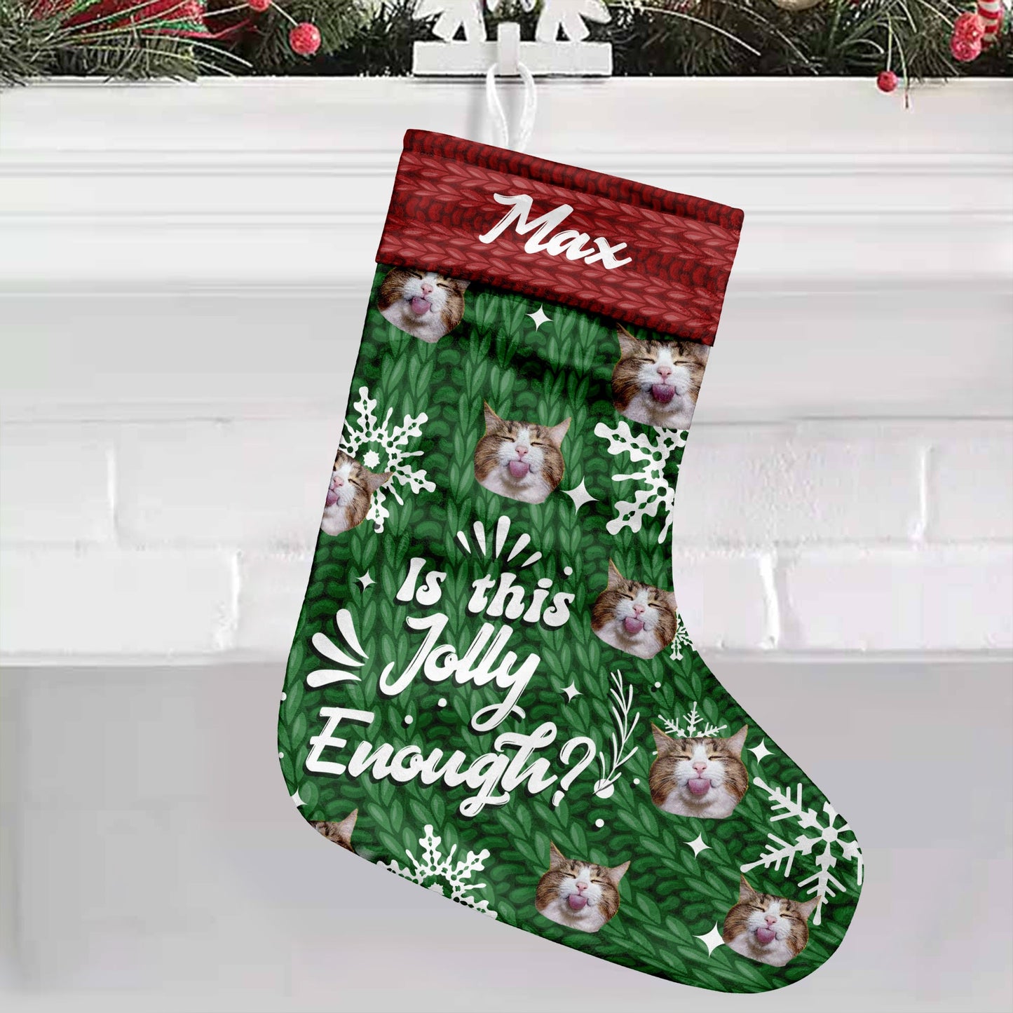 Is This Jolly Enough - Personalized Cat Christmas Stockings